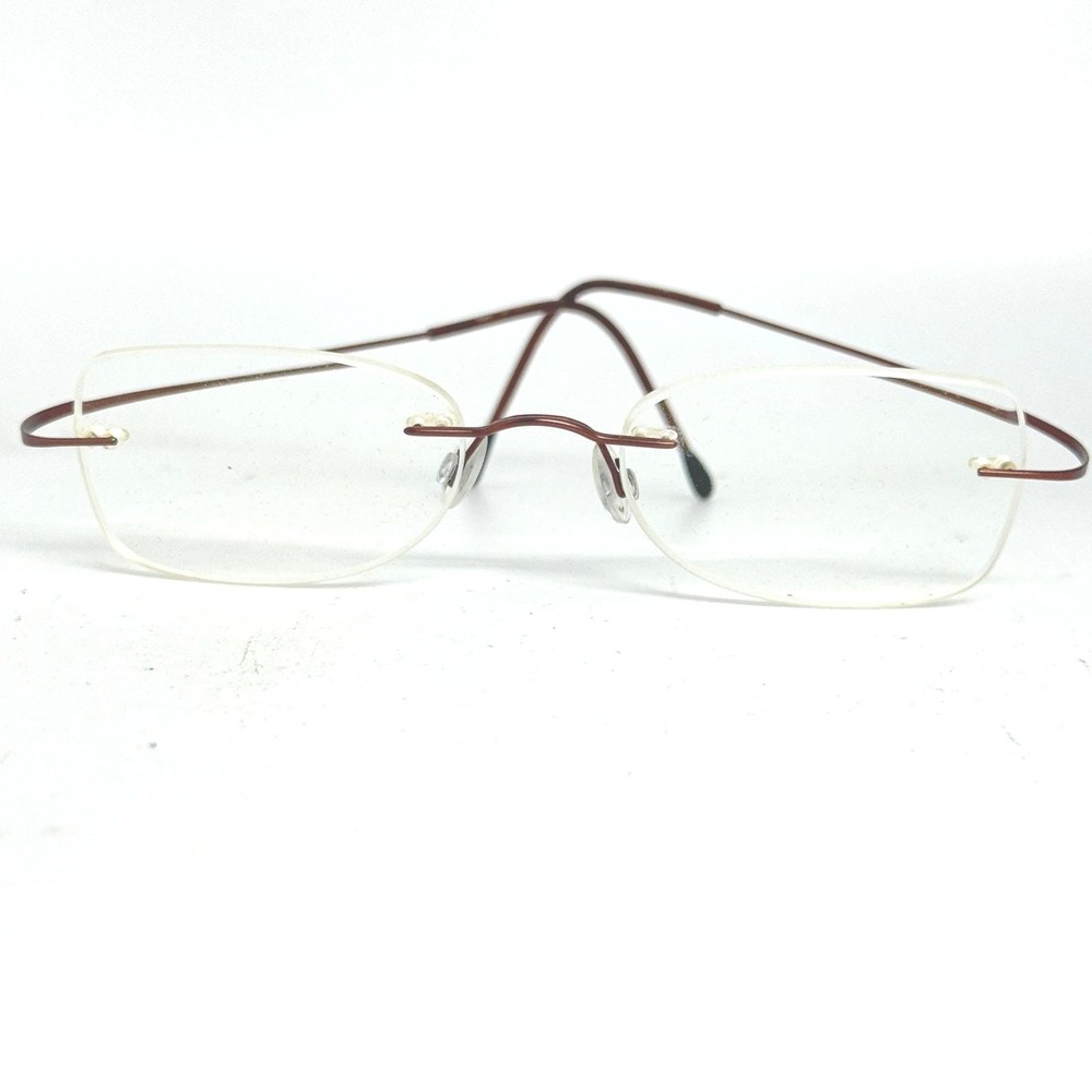 Silhouette Rimless‎ Eyeglasses Frame Men Brown Metal Temples Lightweight